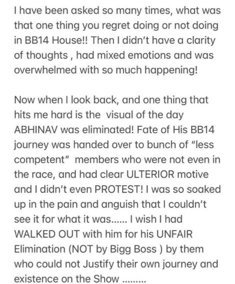 Rubina Dilaik regret Bigg Boss 14 Abhinav Shukla