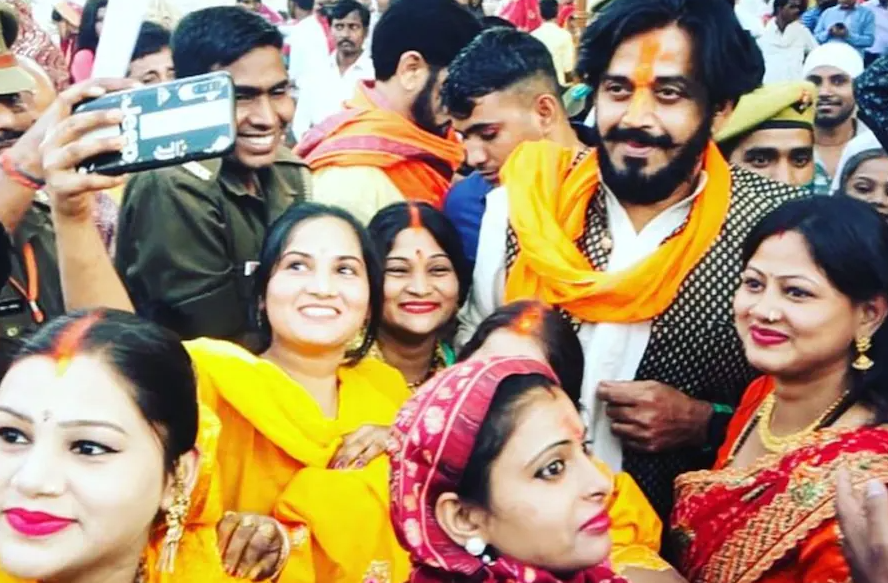 Ravi Kishan and Preeti Kishan celebrating chhath puja