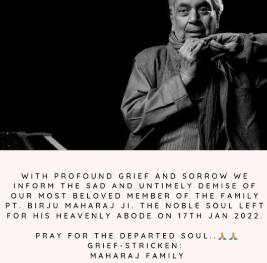 pandit birju maharaj died at 83