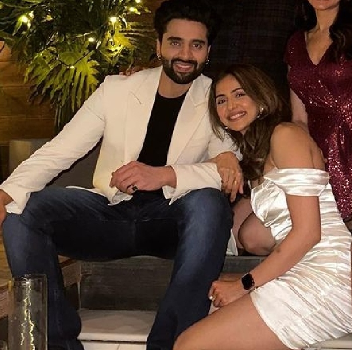 Rakul and Jacky twinned in white for christmas