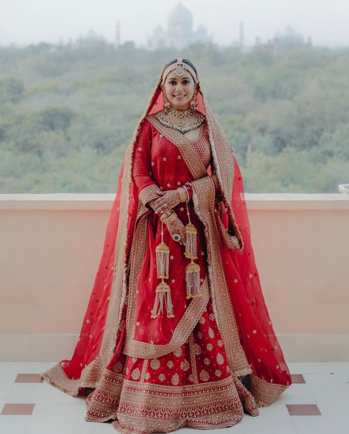 Luv Ranjan's Bride, Alisha Vaid Donned A Red Sabyasachi Lehenga With ...