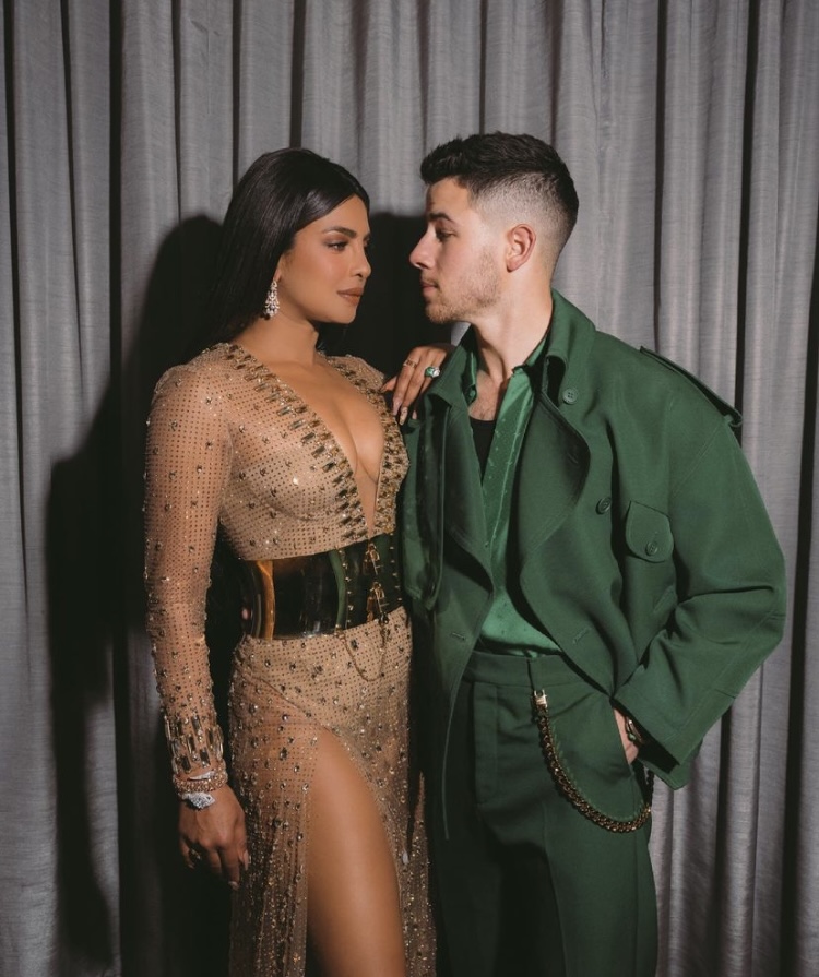 Priyanka Chopra with Nick Jonas in Dolce Gabbana outfit