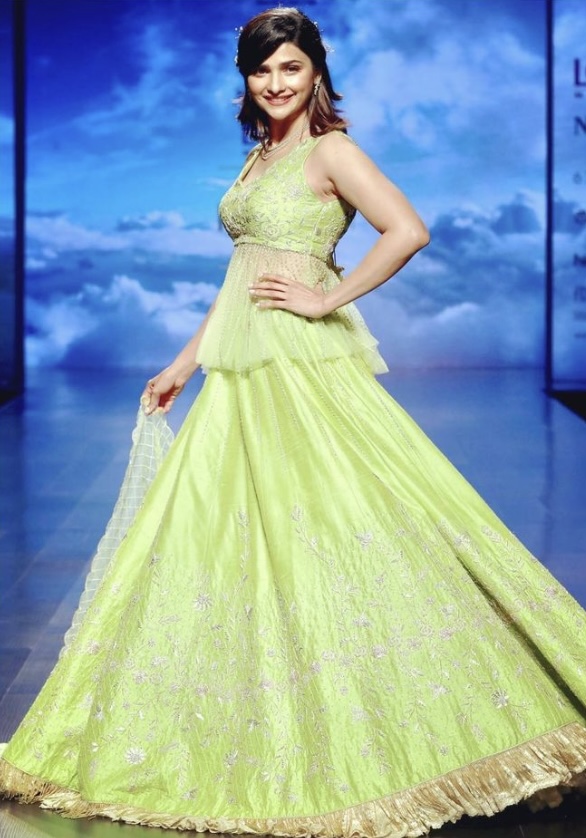 Prachi in green lehenga