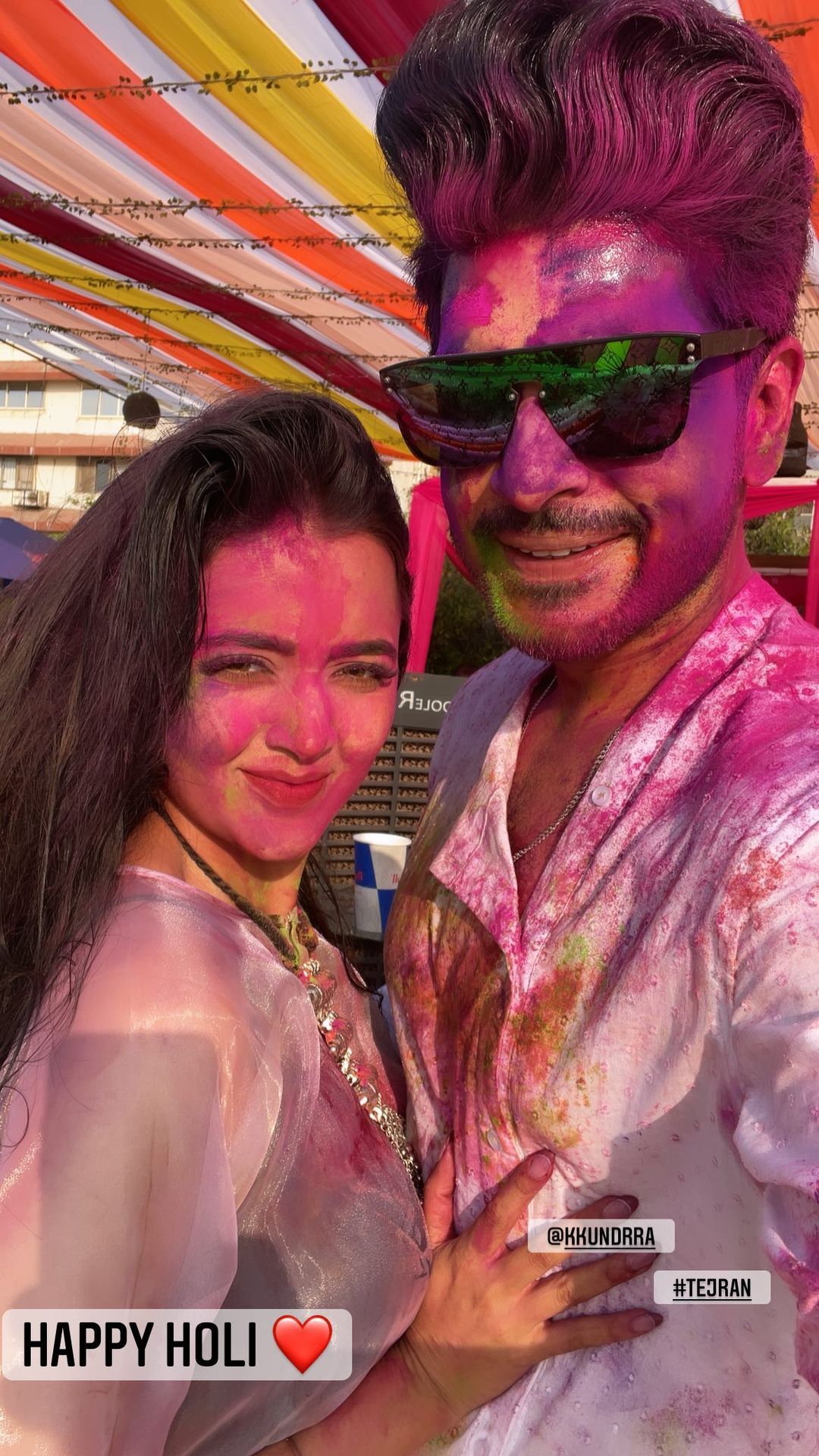 karan kundrra tejasswi prakash holi celebration