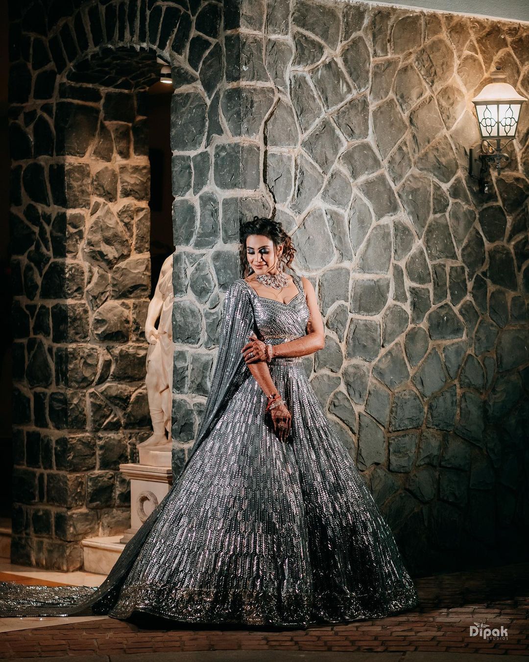 bridal silver manish malhotra lehenga
