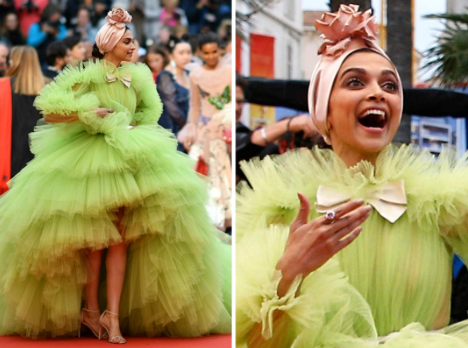 Deepika Padukone's ruffled lime green gown at the Cannes Film Festival