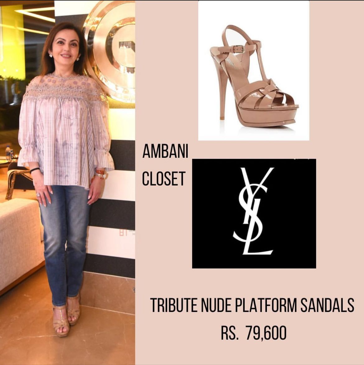 Nita Ambani's YSL Tribute Sandals Collection: From Rs. 77K Black Heels To  Nude Heels Worth Rs. 80K