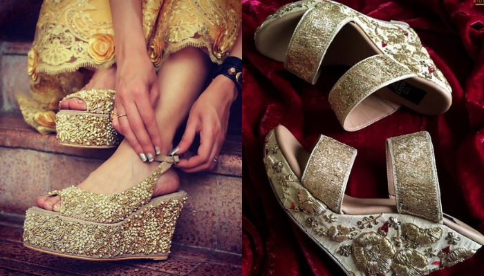 Gold shimmery bridal jimmy choo shoes | Wedding sandals for bride, Bridal  sandals, Indian wedding shoes