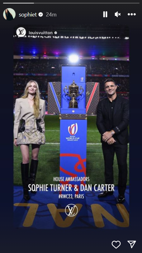 Sophie Turner and Dan Carter Dazzle in Louis Vuitton at Rugby World Cup  2023 Presentation