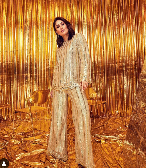 kareena kapoor flaunts curves in a see through gilded gown from manish malhotra's collection on the dirty magazine cover