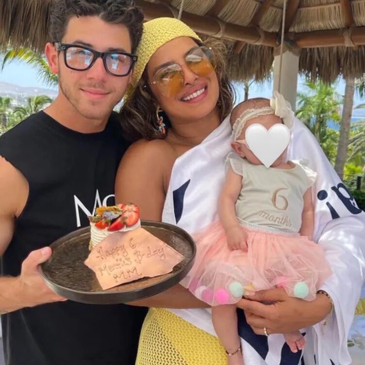 Nick Jonas and Priyanka Chopra celebrating Malti's six months birthday