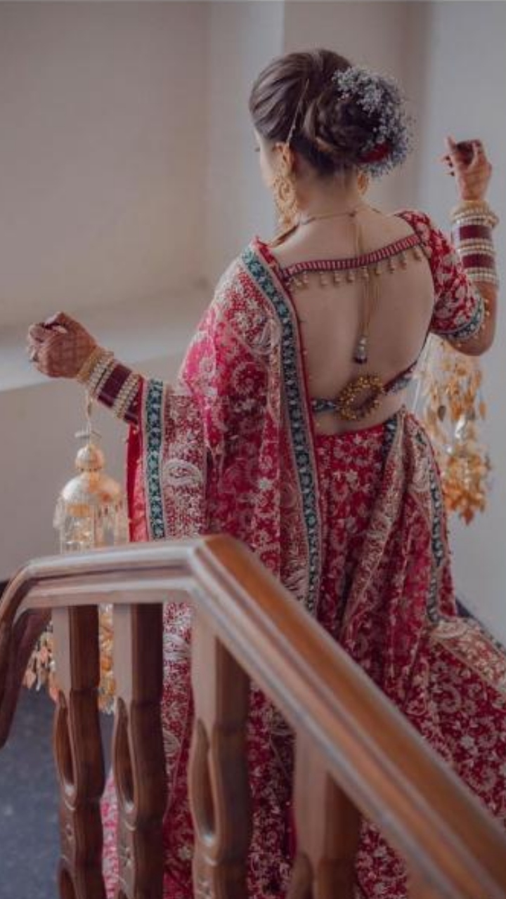 Sharmaya Gulabi Hand Embellished Bridal Lehenga