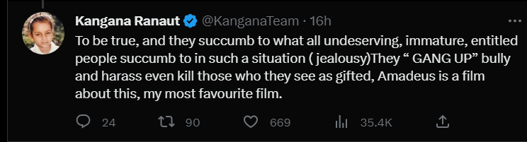 Kangana's tweet