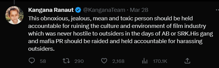 Kangana's tweet