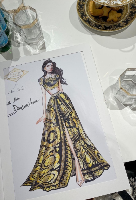 Sketch of sonam babani's outfit