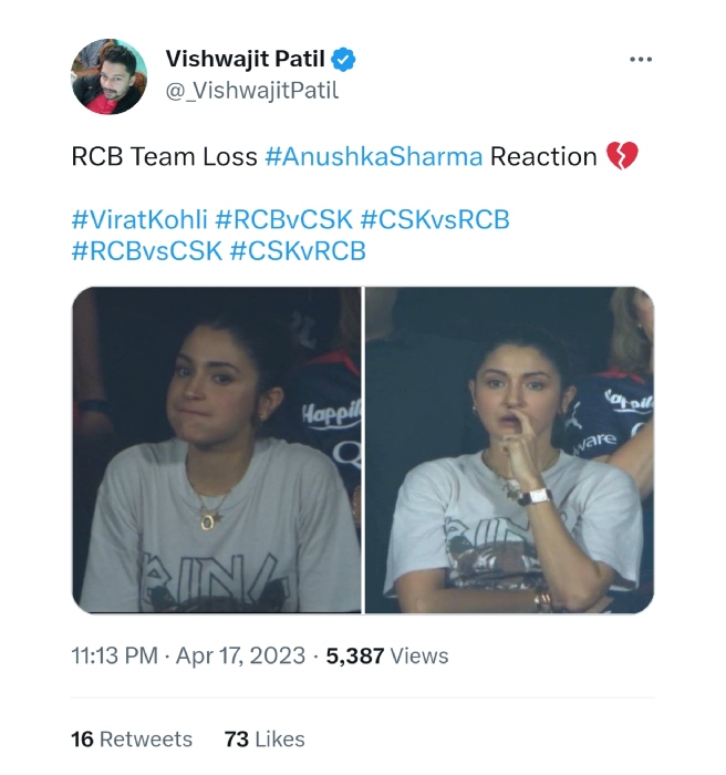 anushka reaction to rcb defeat