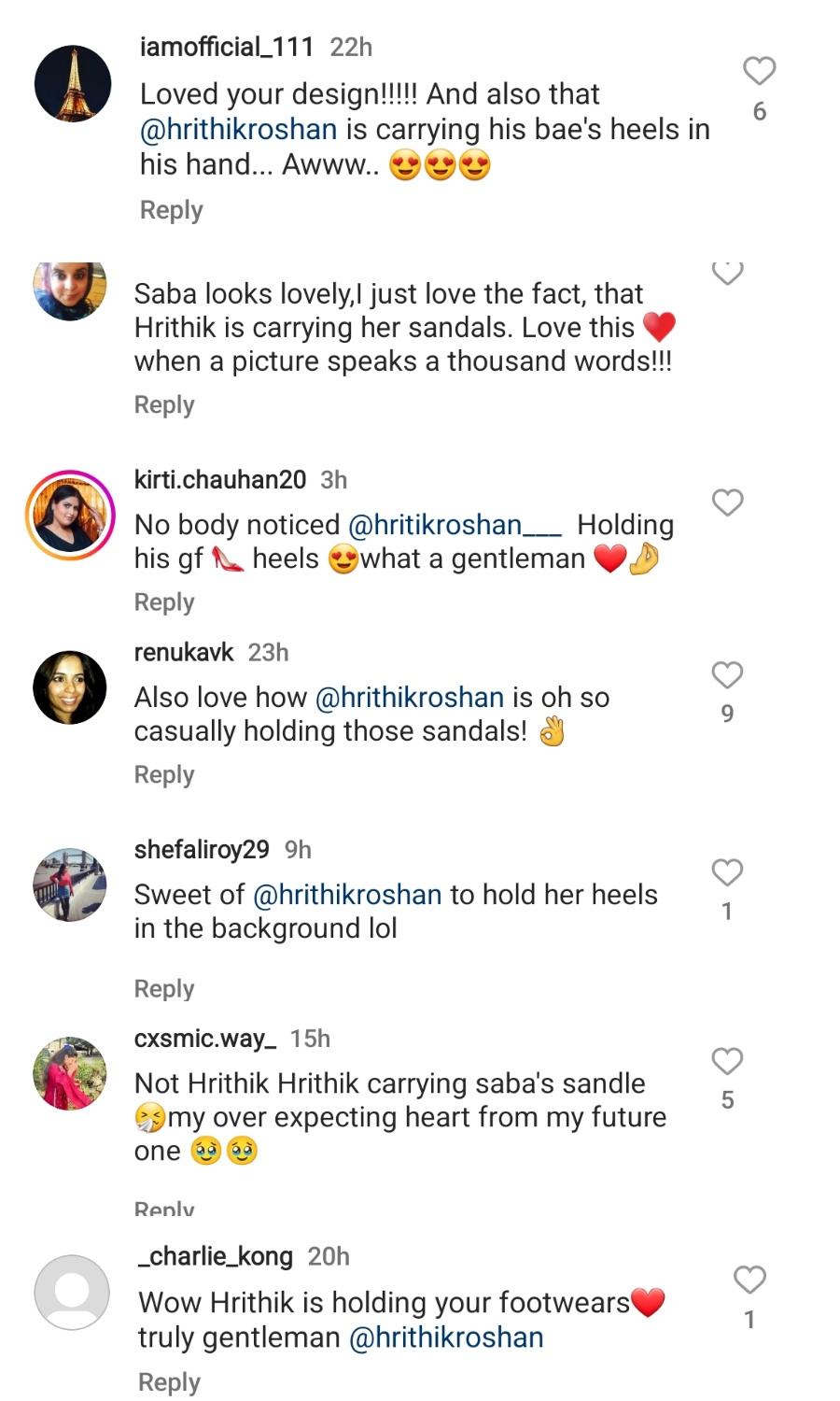 Fans reaction to hrithik holding saba sandal