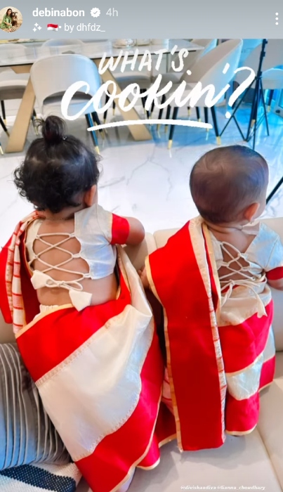 debina's daughters in saree