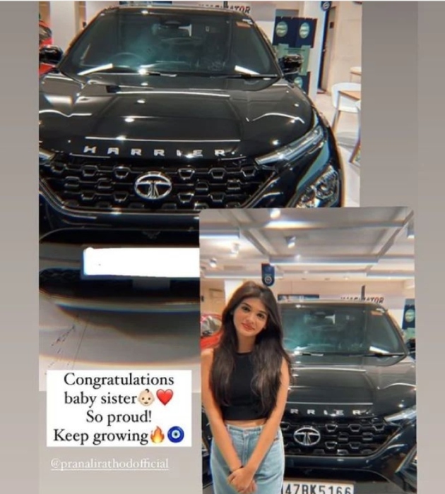 pranali rathod buys a tata harrier xt plus