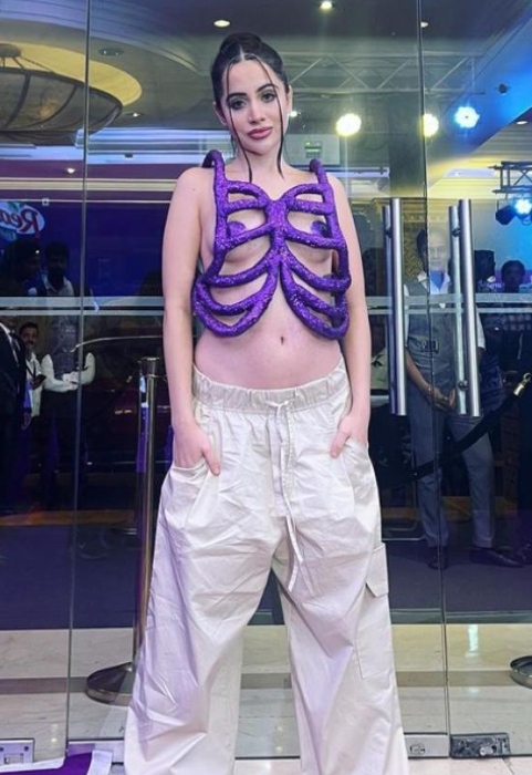 urfi javed in skeleton outfit