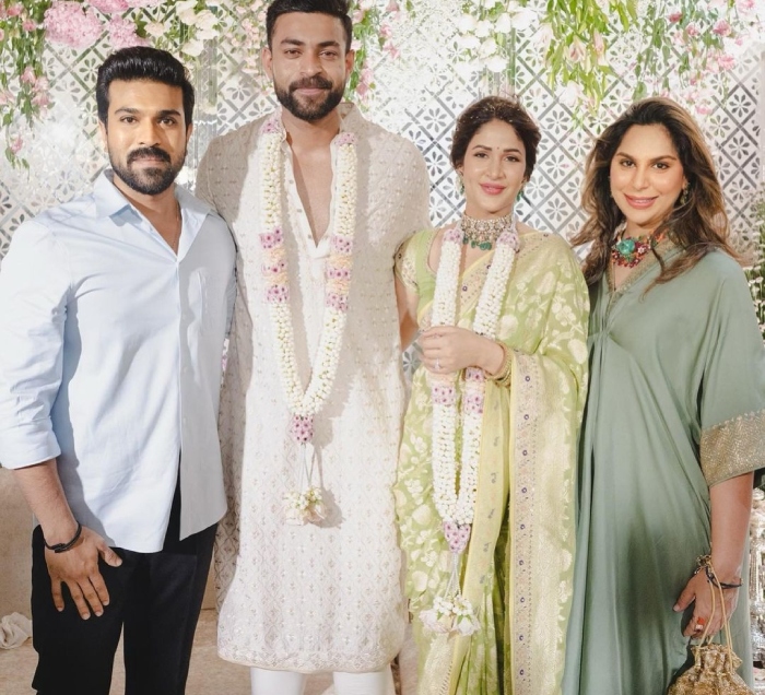 ram charan and upasana kamineni at varun tej and lavanya tripathi's engagement