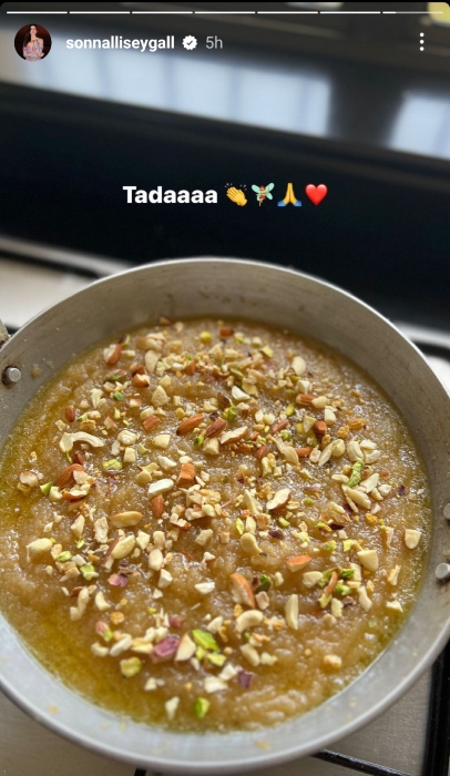 sonnalli seygall prepares halwa in pehli rasaoi