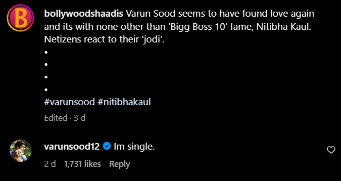 varun confirms he is single