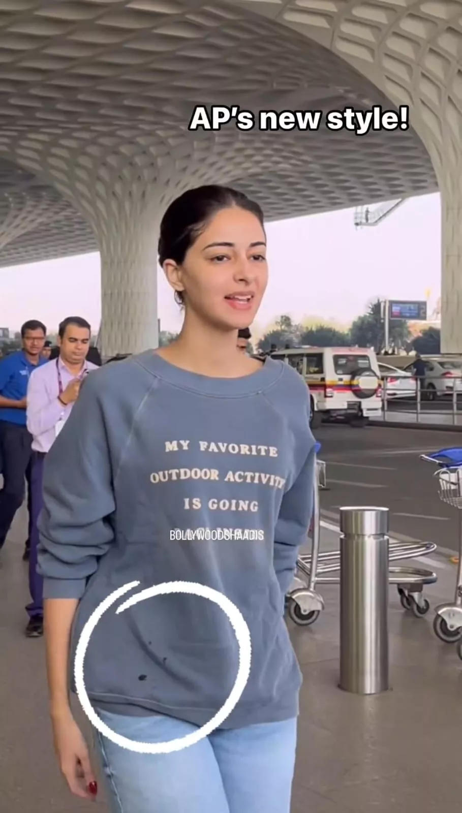 ananya panday in a hoodie with holes