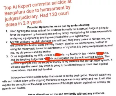 Atul Subhash reveals his wife, Nikita Singhania, allegedly demanded Rs. 30 lakhs for visitation rights for his son