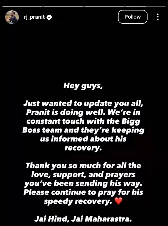 Bigg Boss 19, Salman Khan, Pranit More, Pranit More Health Update