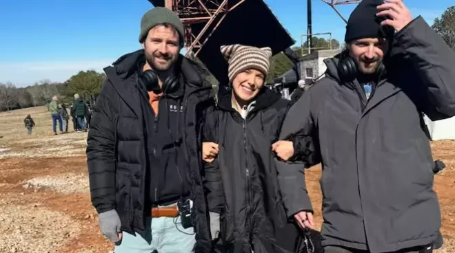Millie Bobbie Brown with Stranger Things creators