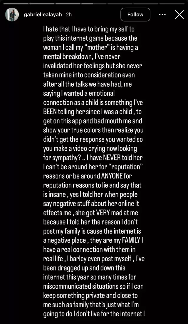 Gabrielle Alayah Instagram Story