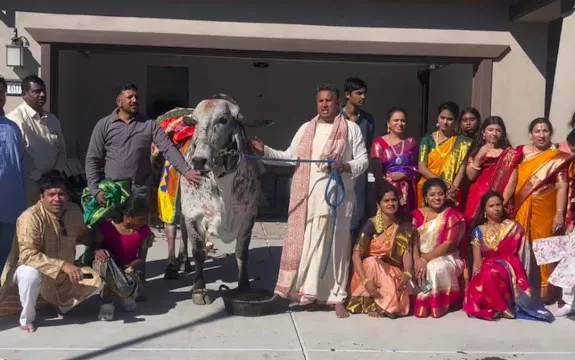 Indian Origin Family Brings Cow For Housewarming In USA