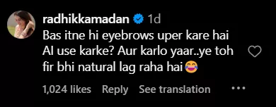 Radhikka Madan's comment