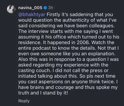 Navina Bole, Bakhtyar Irani, Sajid Khan