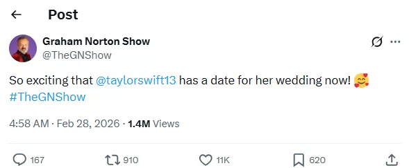 The Graham Norton Show tweet
