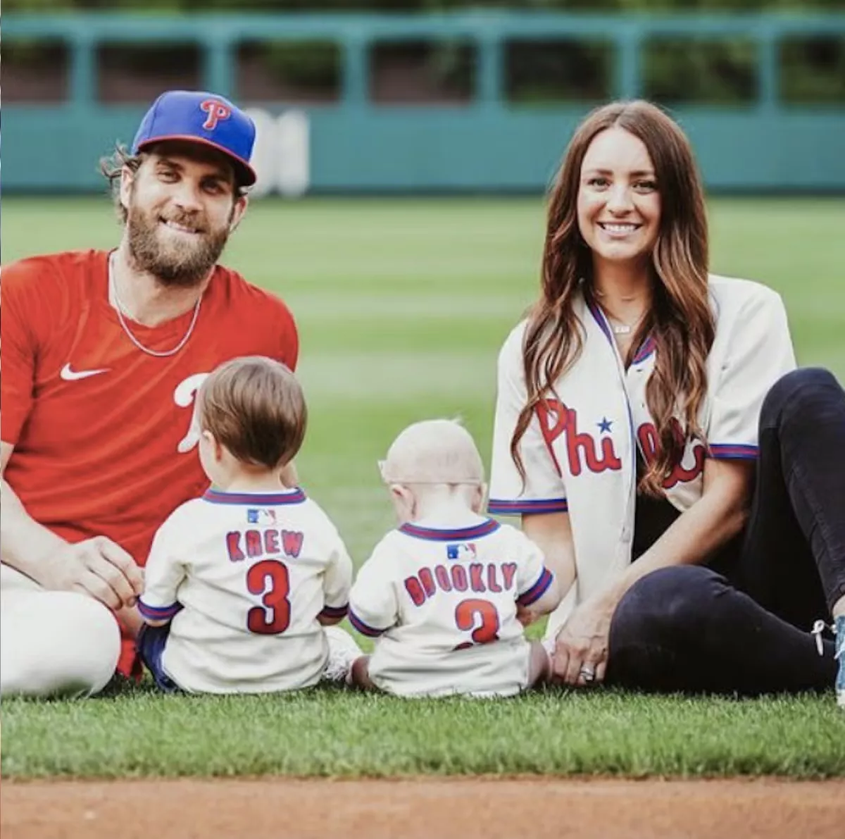 Bryce Harper with wife and kids