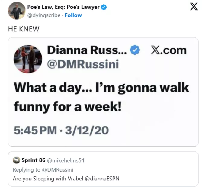 Dianna Russini walk funny tweet