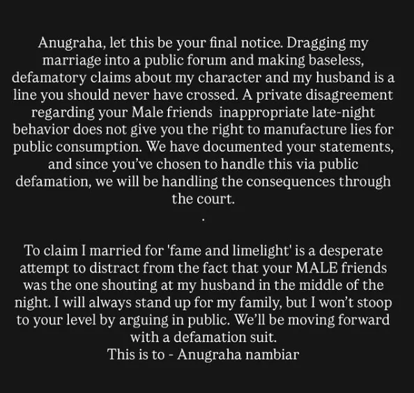 Nakshatra Murthy post