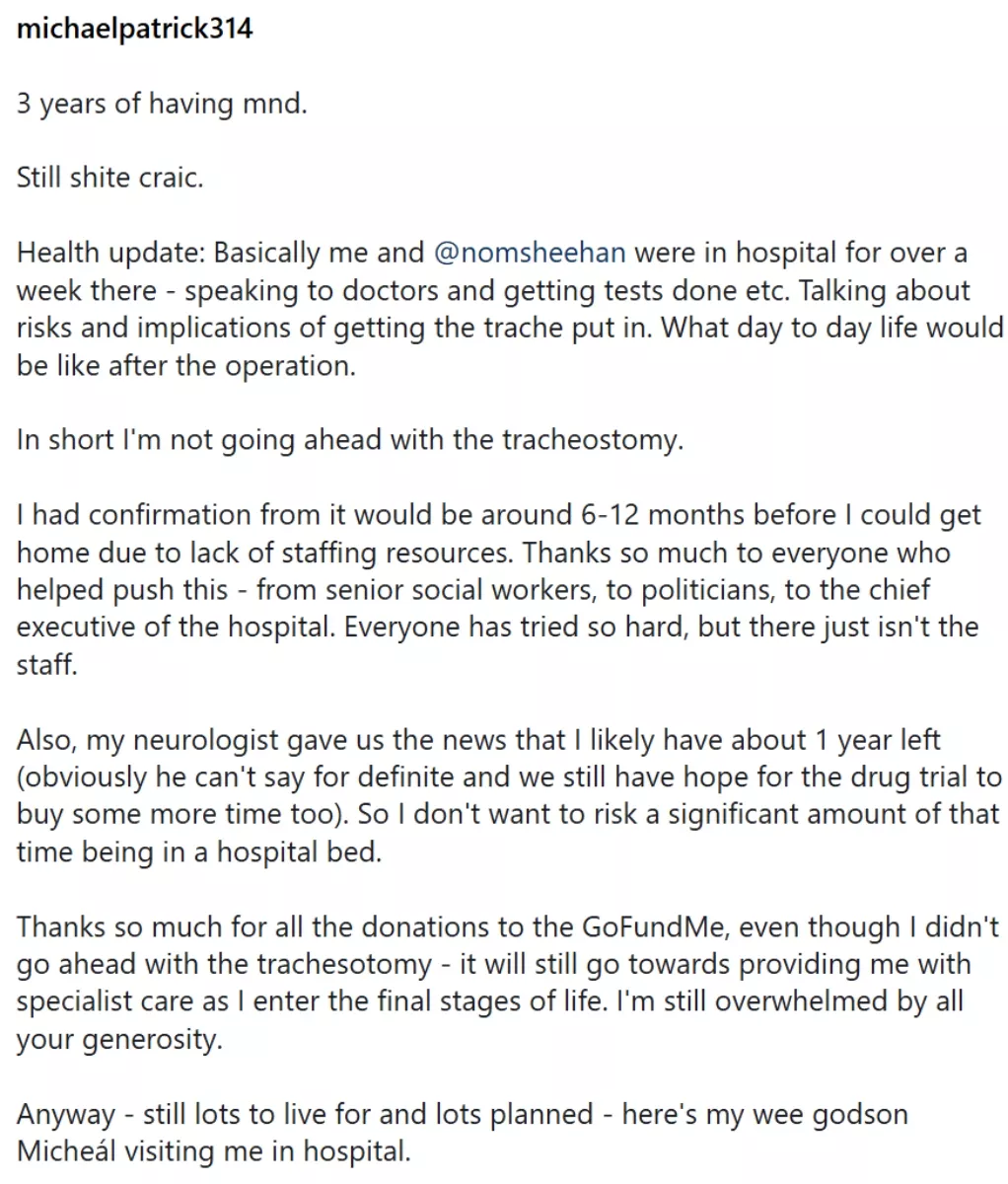 Michael Patrick last IG post