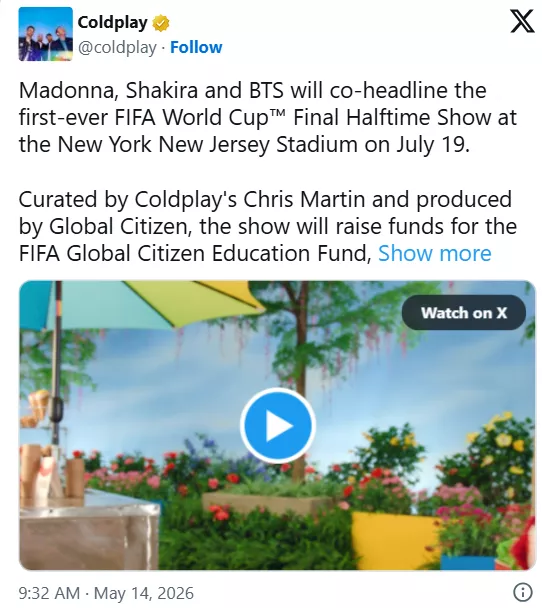 Coldplay tweet