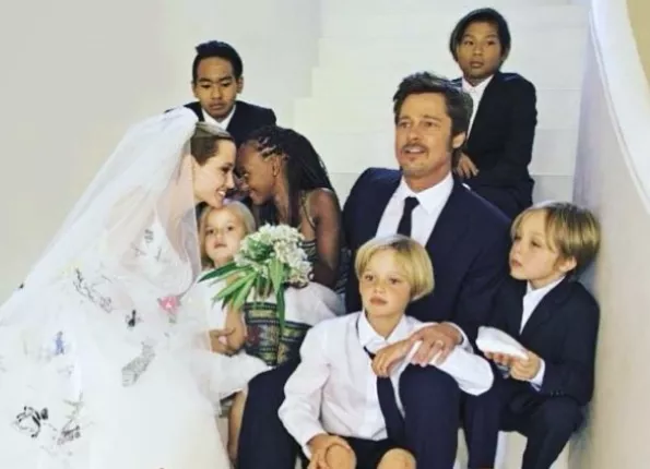 Brad Pitt and Angelina Jolie with kids