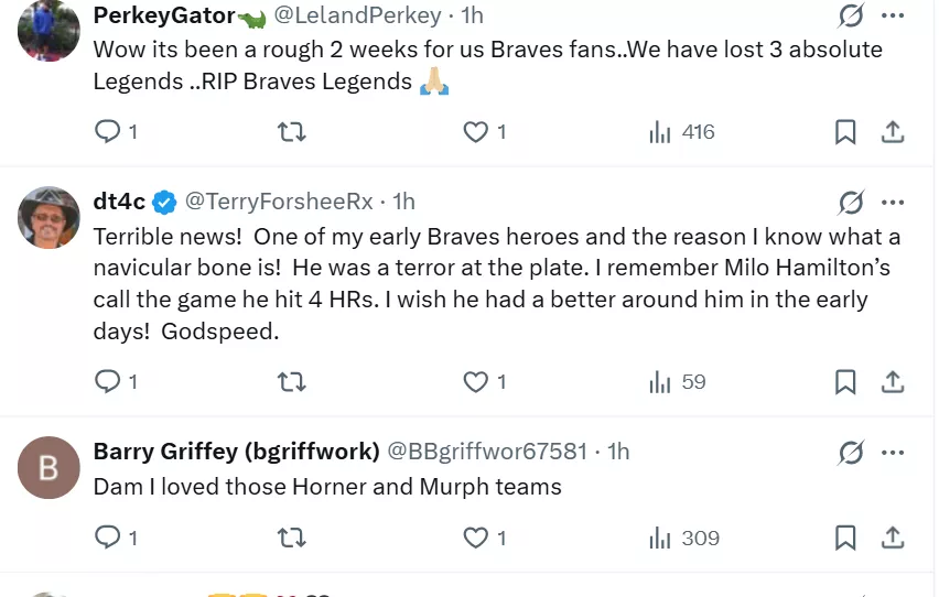Bob Horner dies 