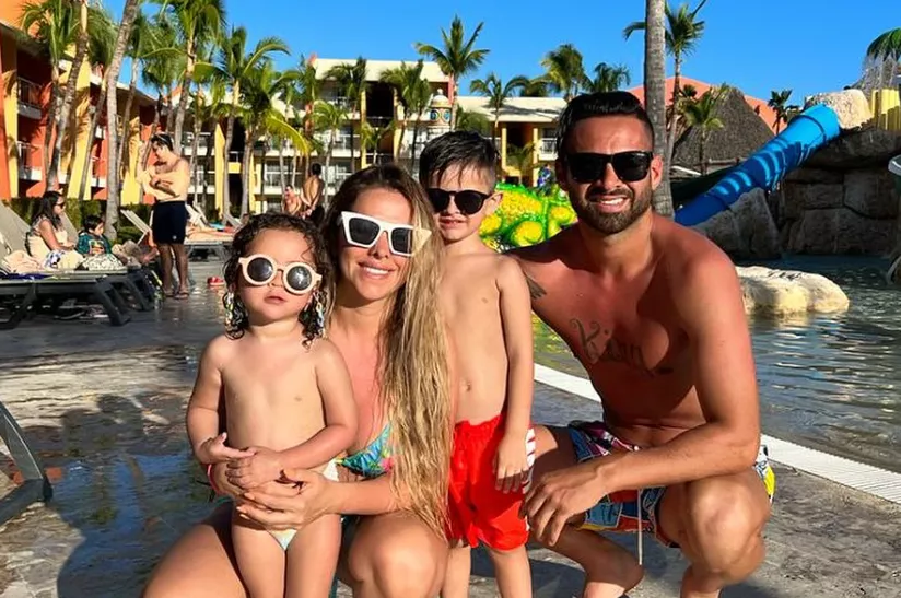 Lucas Trejo with wife and kids