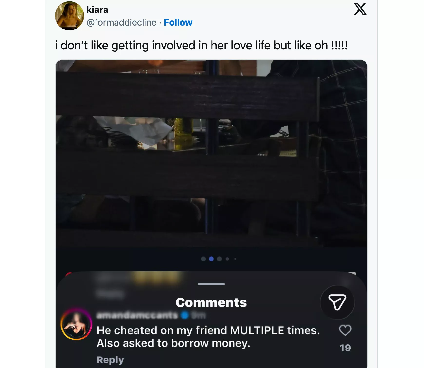 Michael Reyes cheating comment