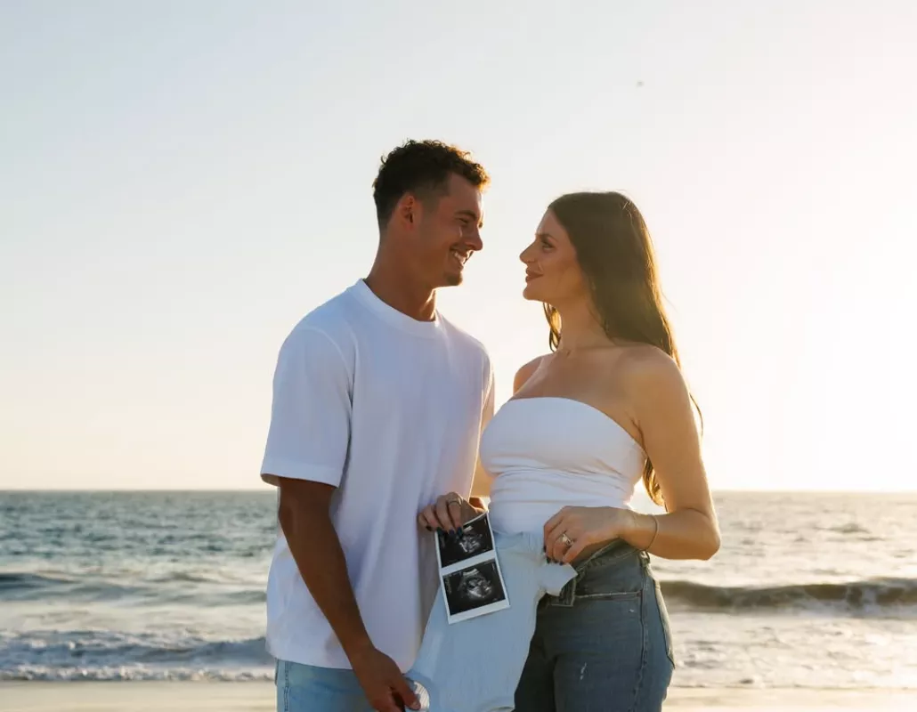 Ladd McConkey and wife