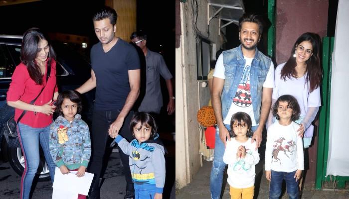 Riteish Deshmukh Gets A Warm Hug From Sons, Riaan And Rahyl At The Airport,  Genelia Welcomes