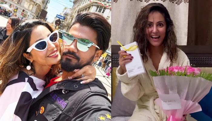 Hina Khan Gets Surprised By Beau, Rocky Jaiswal's Stunning Gifts Consisting An IPhone And Flowers