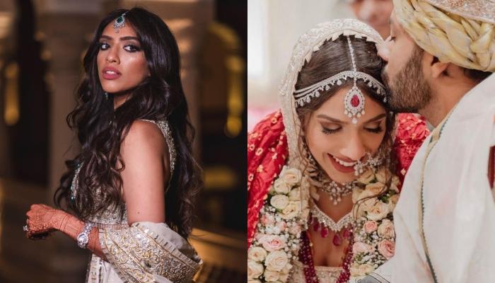 British-Indian Singer, Raveena Mehta Gets Married to Beau, Saaket, Dons An Ivory Embroidered Lehenga