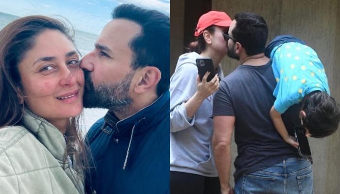 Saif Ali Khan And Kareena Kapoor Get Trolled For Kissing In Public, User Says ‘Media Ke Samne Natak’